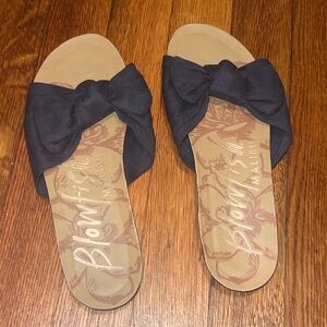 Blowfish Malibu Navy Blue Bow Slip On Sandals